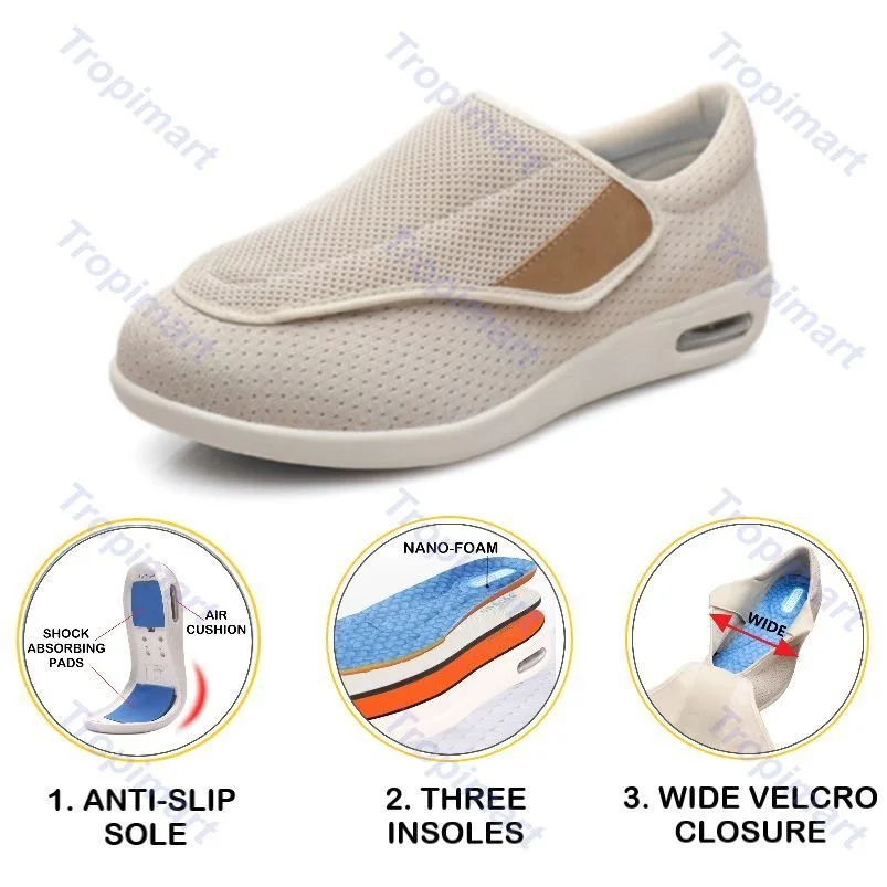 Unisex Plus Size Wide Diabetic Shoes For Elder Swollen Feet Function Shoes