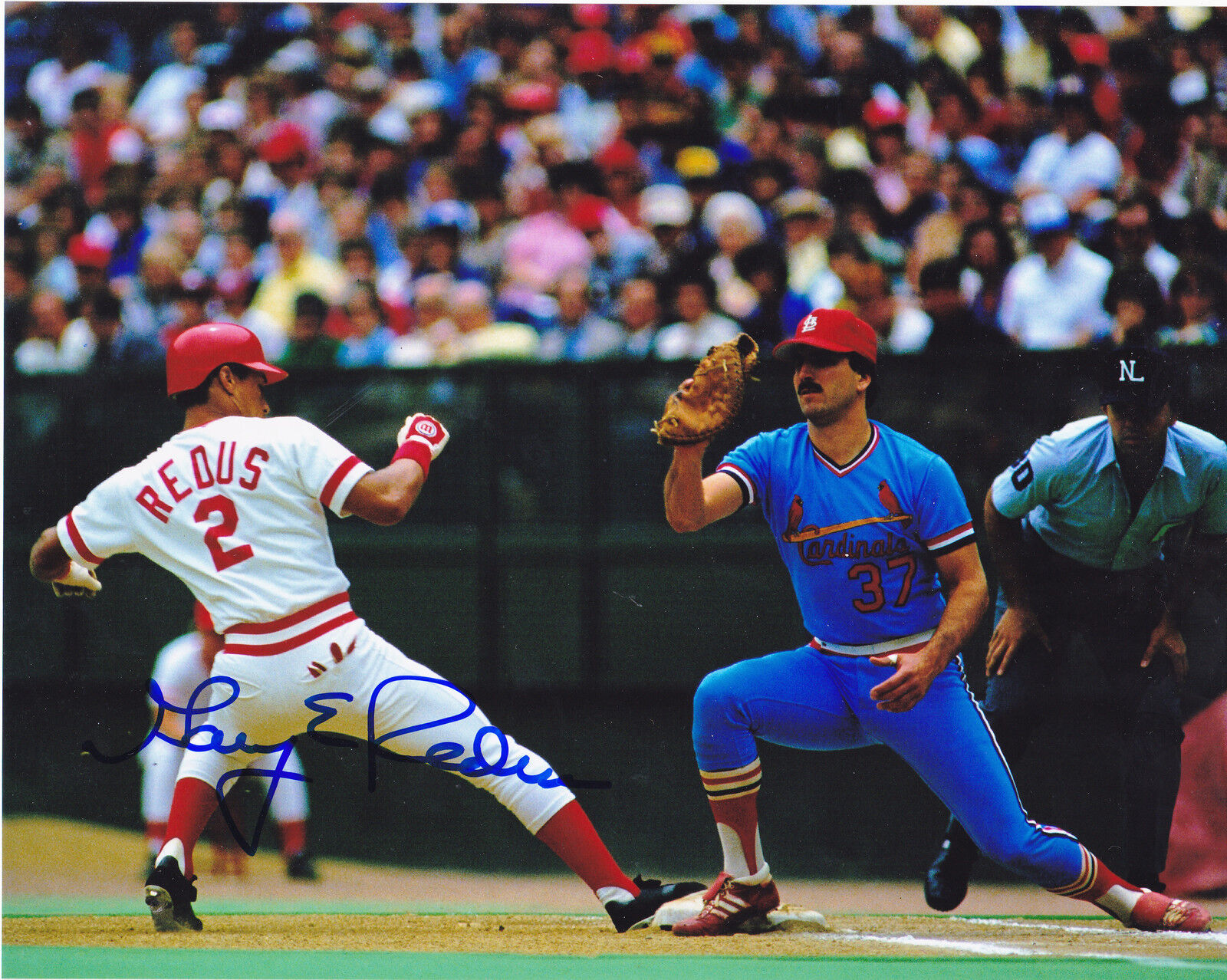 GARY REDUS CINCINNATI REDS ACTION SIGNED 8x10