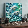 DIY Pearl Painting Dolphin for Home Decor with Frame(25x25cm)