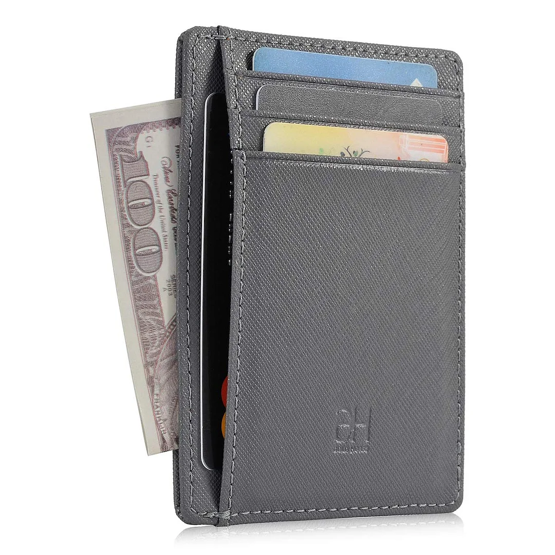 Slim RFID Blocking Card Holder Minimalist Leather Front Pocket Wallet for Women