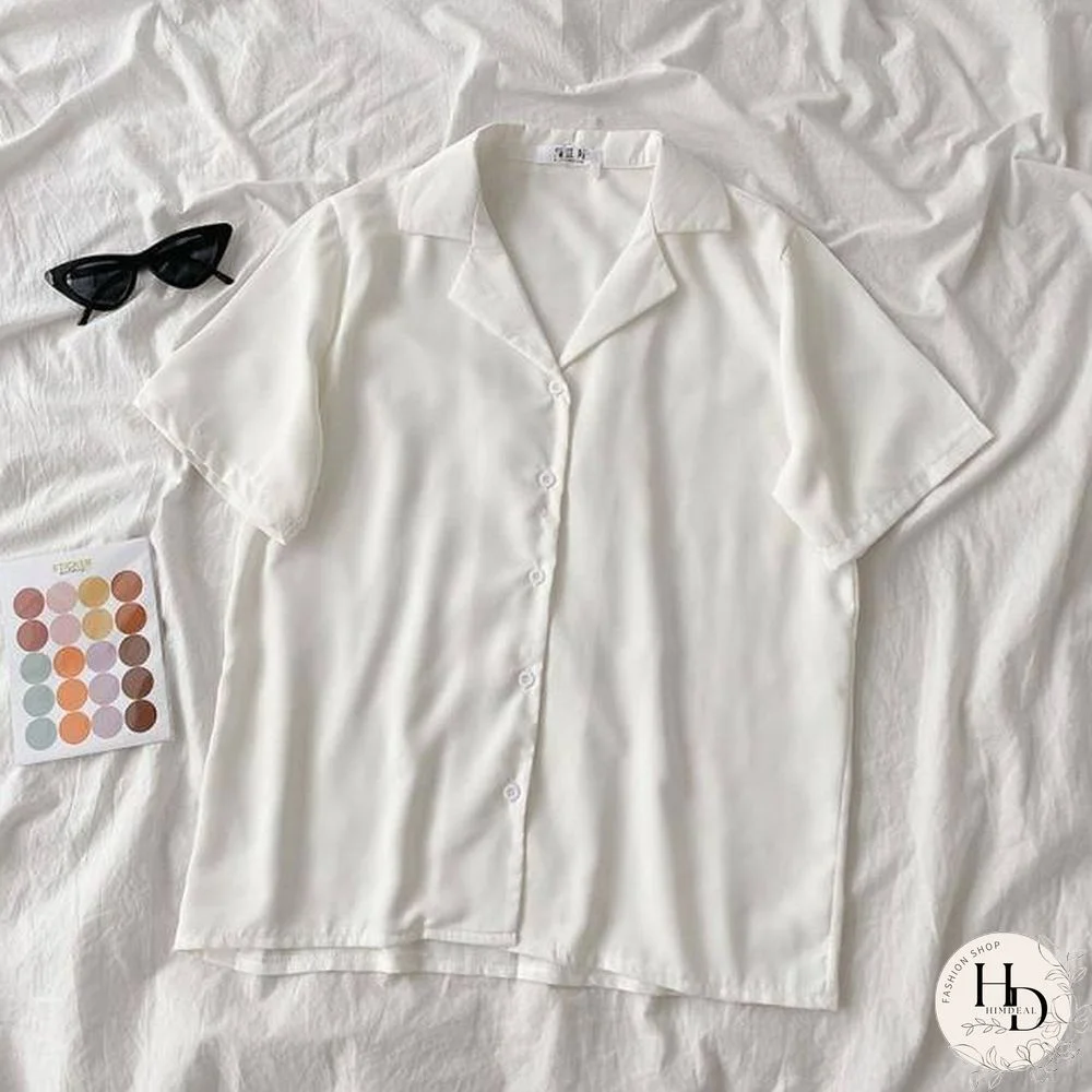 Casual Basic Short Sleeve Blouse Women V-neck Loose Office Formal Shirt Female Fashion Blue Yellow Cardigan Tops