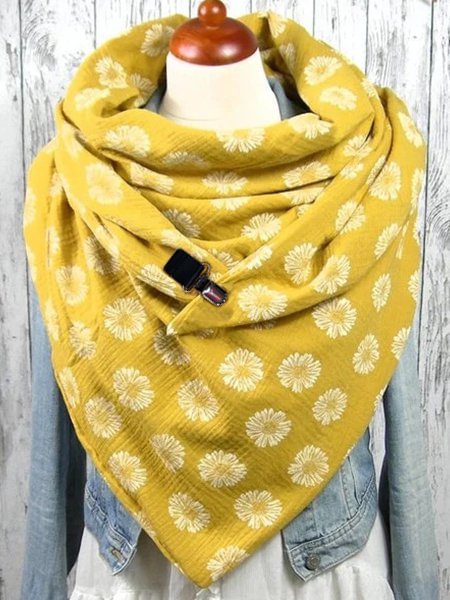 Yellow Printed Casual Scarves