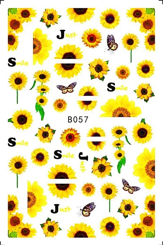 Popular Daisy Nail Sticker for Design Decoration Sunflower Nail Art Decals Adhesive Himawari Sticker for Nail Manicure Design