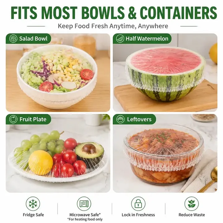 Covers that stretch to fit bowls and plates of various sizes
