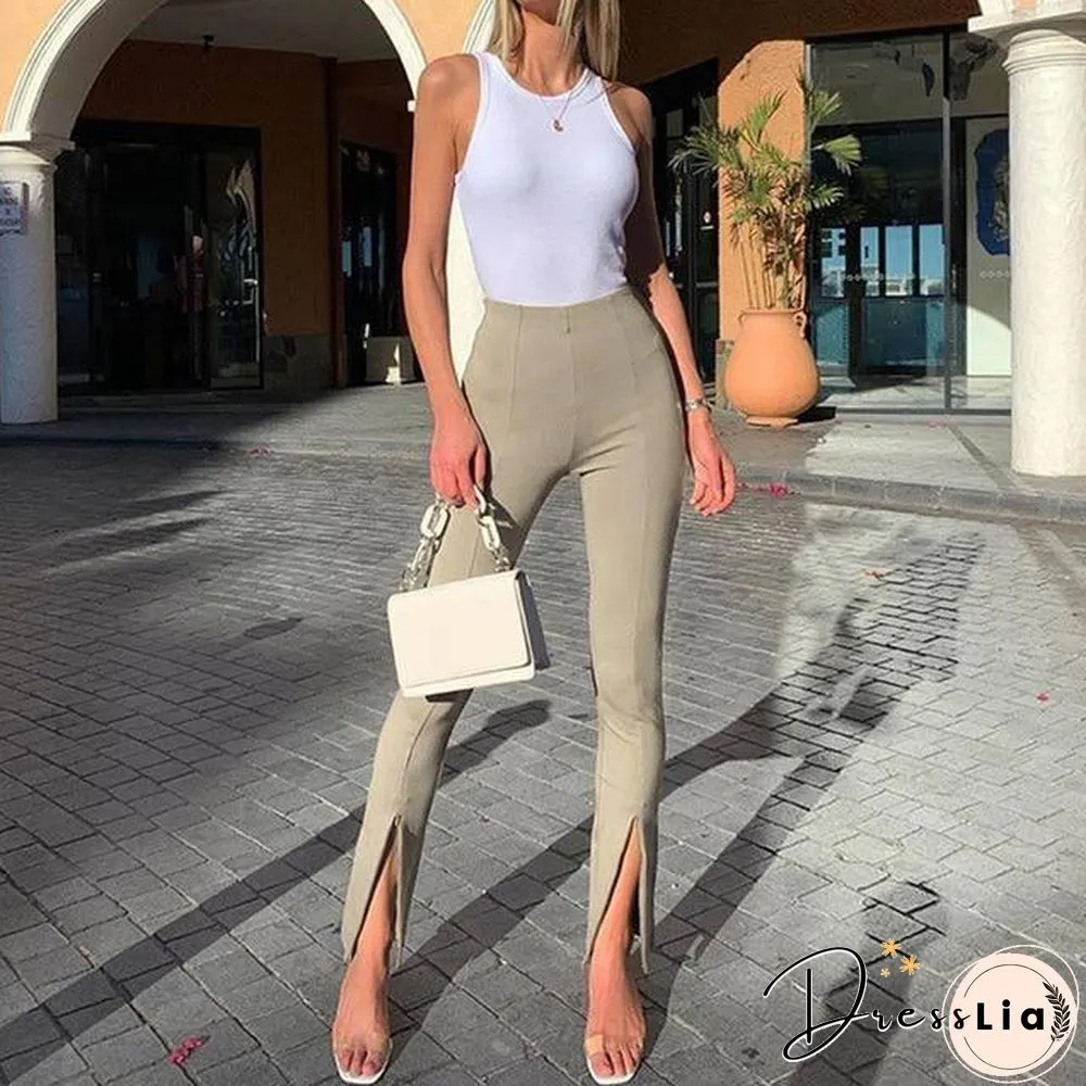 Y2k Aesthetic Split Hem Black Sweatpants Women's Joggers Fashion Harajuku High Waist Korean Trousers Female Pants Capris