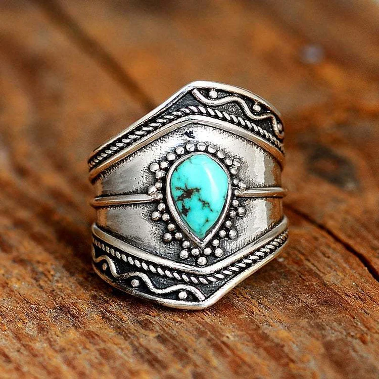 VChics Western Vintage Turquoise Ring