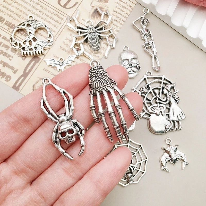 1 Piece Alloy Moon Spider Web Skull Pendant Jewelry Accessories