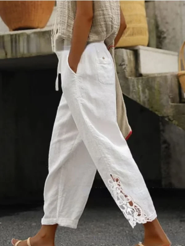 Women's Casual Lace Small Lace Patchwork Pants