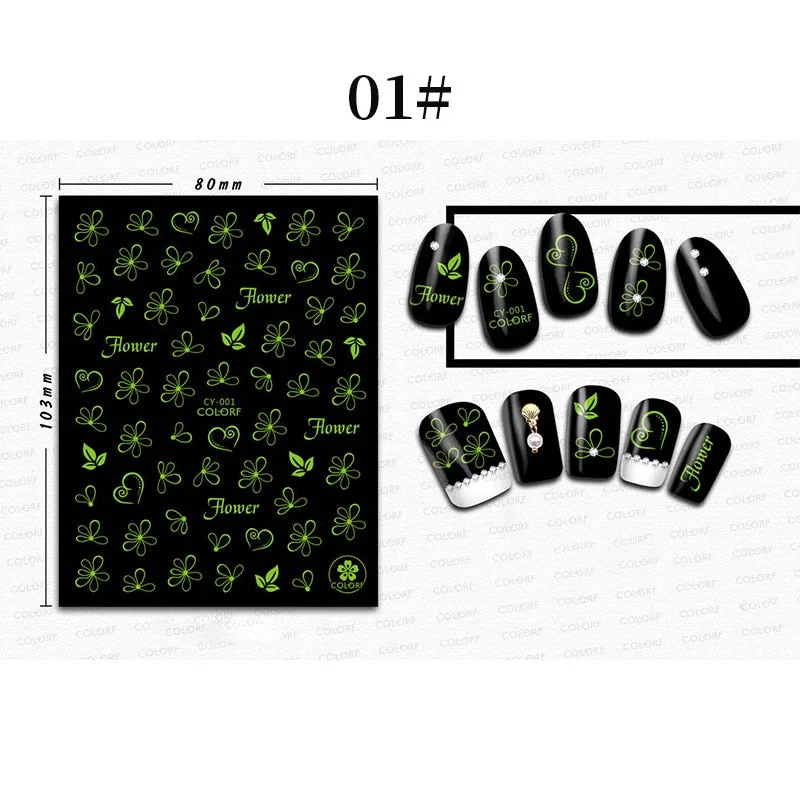 1 Sheet 3D Halloween Nail Sticker Christmas Skull Bone Snake Butterfly Maple Leaf Pattern Decals Manicures 3D Nail Decorations