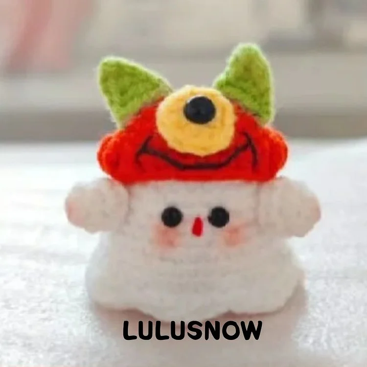 Lulusnow Handmade Red Halloween Amigurumi Ghost One-eyed Monster Hat  Crochet Key Pendant Bag Accessories Key Pendant