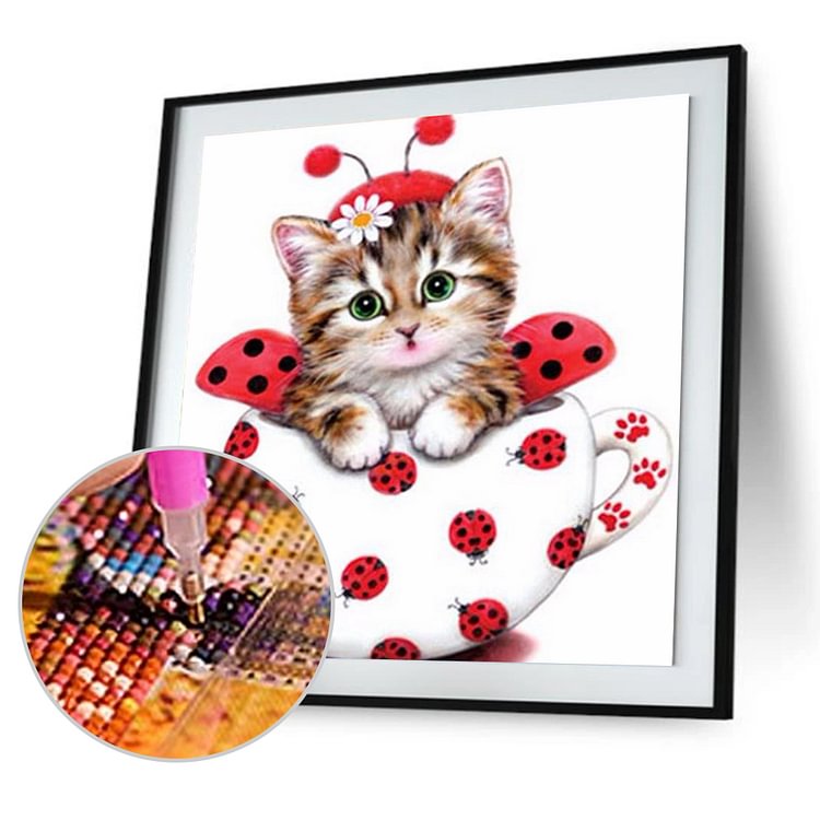 Cute Cat  Round Diamond Painting 30*30 cm