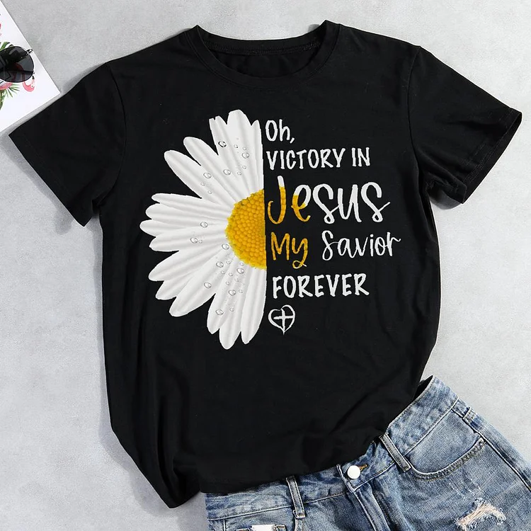 Jesus Daisy Round Neck T-shirt-Annaletters
