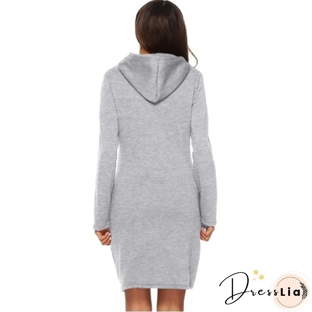 New Women Hoodie Dress Brand Printsd Long Sleeve Hoodie Casual Hooded Jumper Pockets Sweater Tops