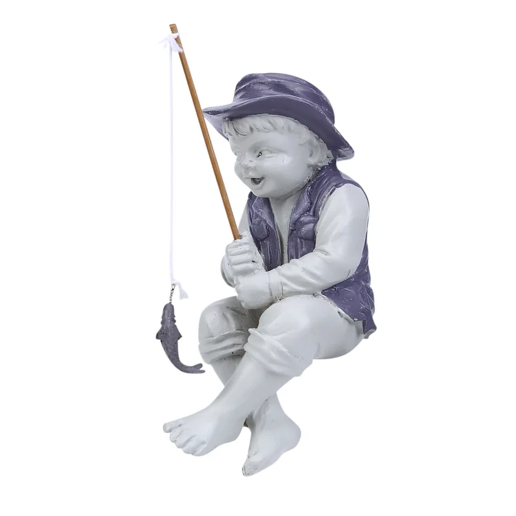 【Ornament】Home Decor Resin Ornaments-Garden Statue Of Fishing Boy gbfke