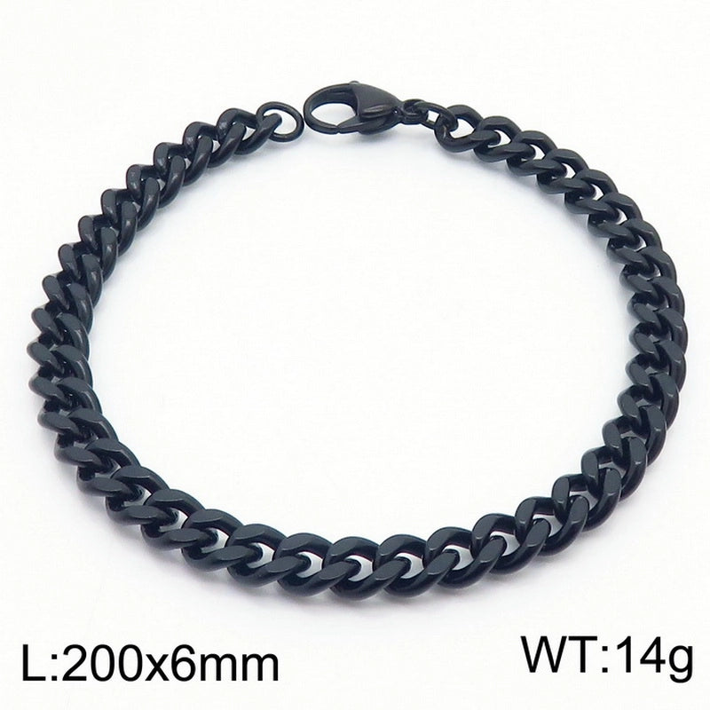 Stainless Steel Personality Fashion Trend Simple Two-Side Grinding Cuban Link Chain Bracelet Accessories