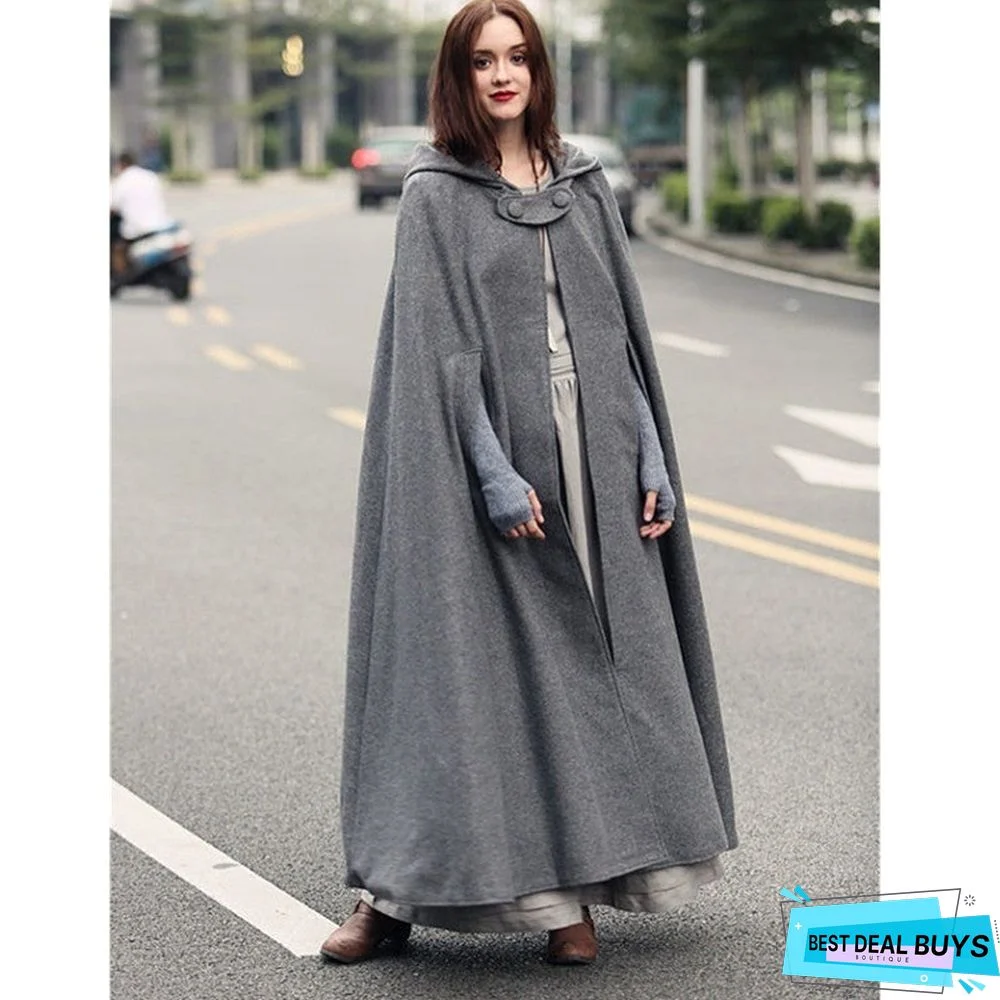 Long Hooded Loosen Plain Vintage Outerwear