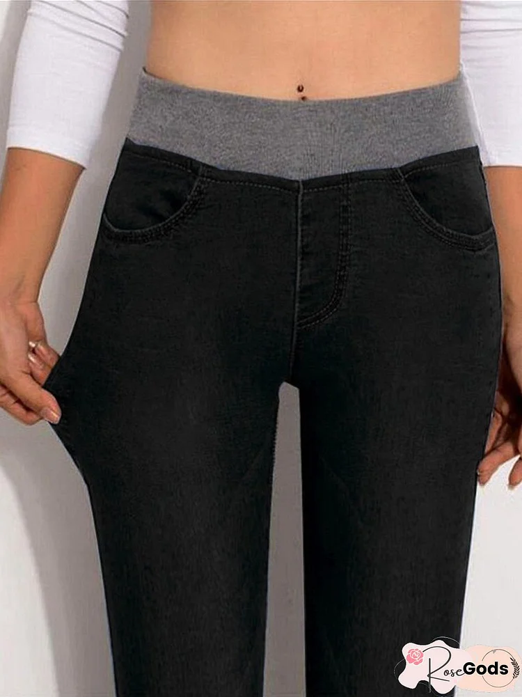 Casual Elastic Waist Stretch Jeans