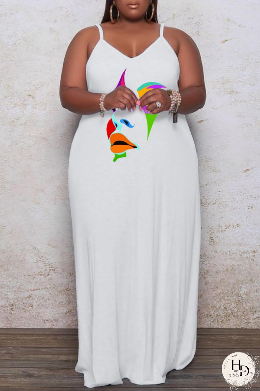 Yellow Sexy Casual Print Backless Spaghetti Strap Long Dress Plus Size Dresses