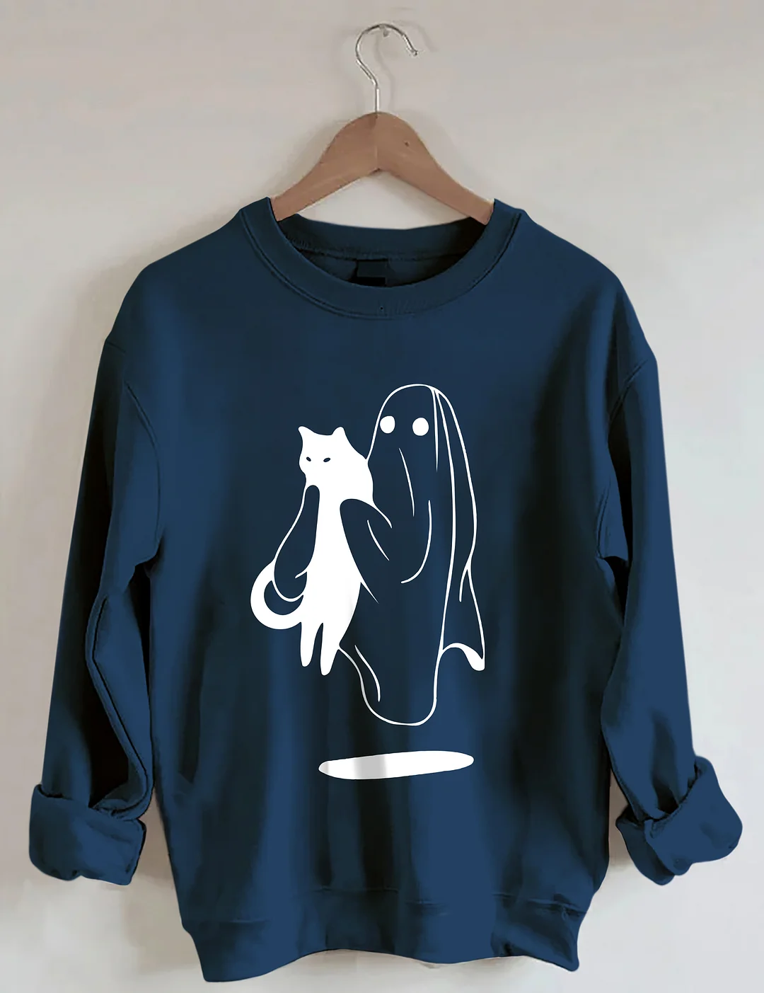 Ghost Carrying Black Cat Halloween Sweatshirt