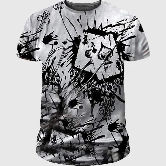 Casual Short-Sleeved Printed Slim-Fit T-Shirt