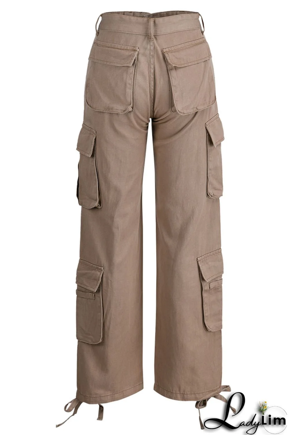 Green Street Solid Patchwork Pocket High Waist Straight Solid Color Bottoms