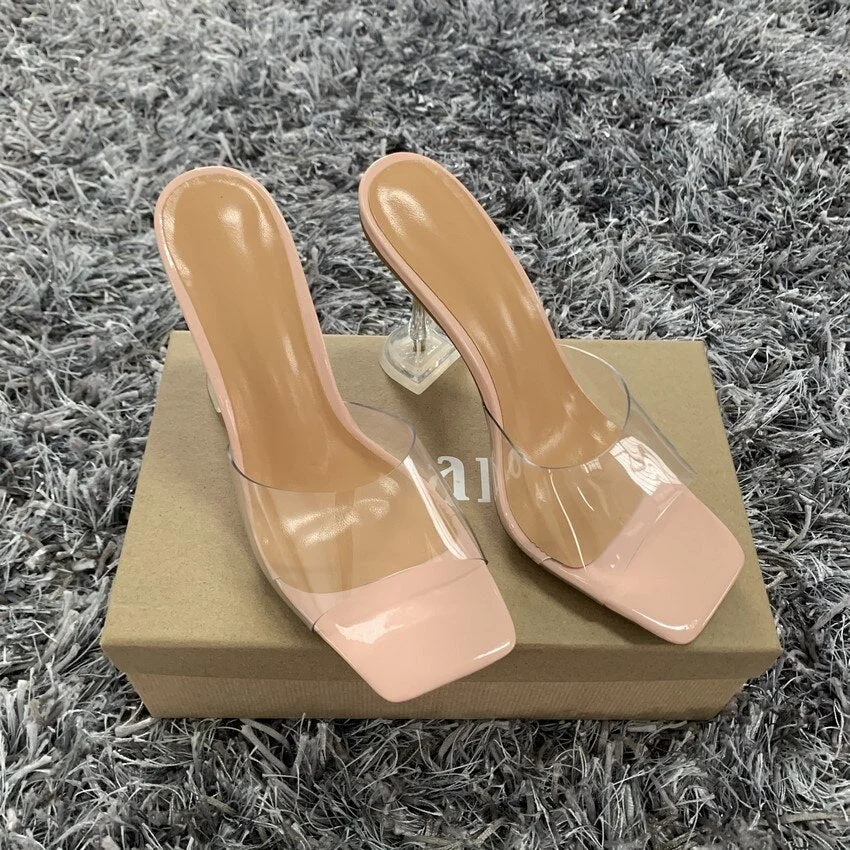 Summer women sandals PVC Transparent high heel shoes for women peep toe high heels sandals party wedding slippers shoes woman