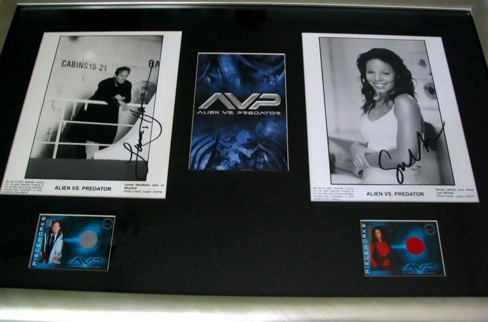 Lance Henriksen & Sanaa Lathan signed Alien vs Predator 8x10 movie Photo Poster paintings FRAMED