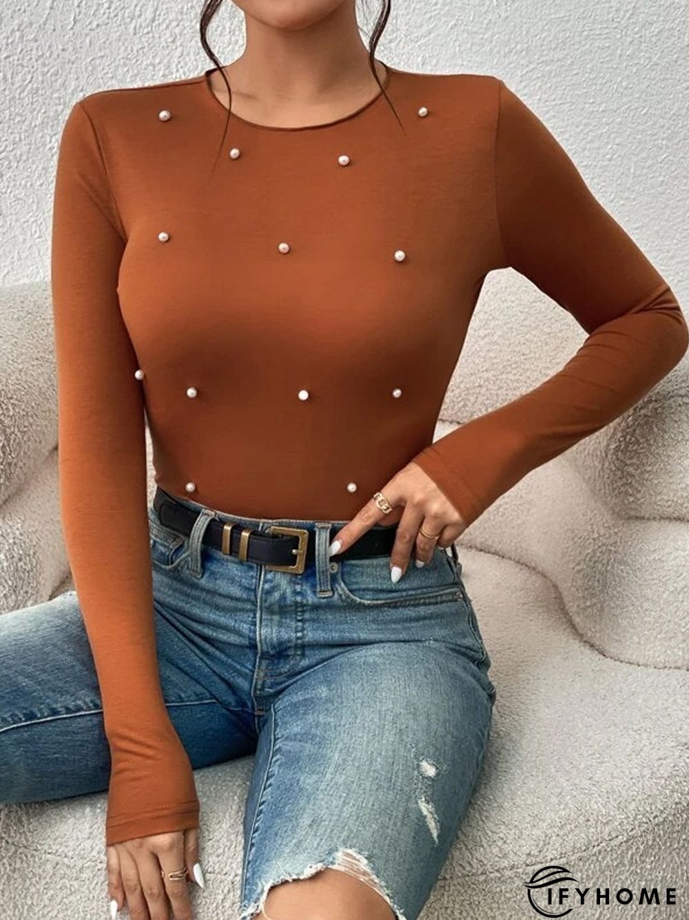 Casual Beaded T-Shirt | IFYHOME