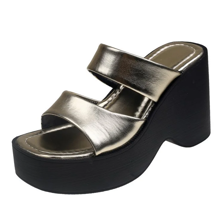 Yyvonne And Loose Cake Thick Bottom Slippers Women Summer Wear High And Cool Drag 2025 New Word Slippers Women