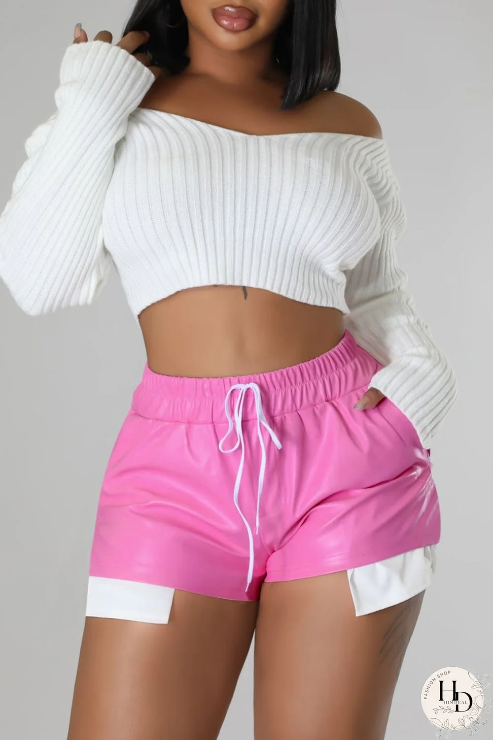 Yellow Sexy Solid Patchwork Regular High Waist Conventional Solid Color Shorts
