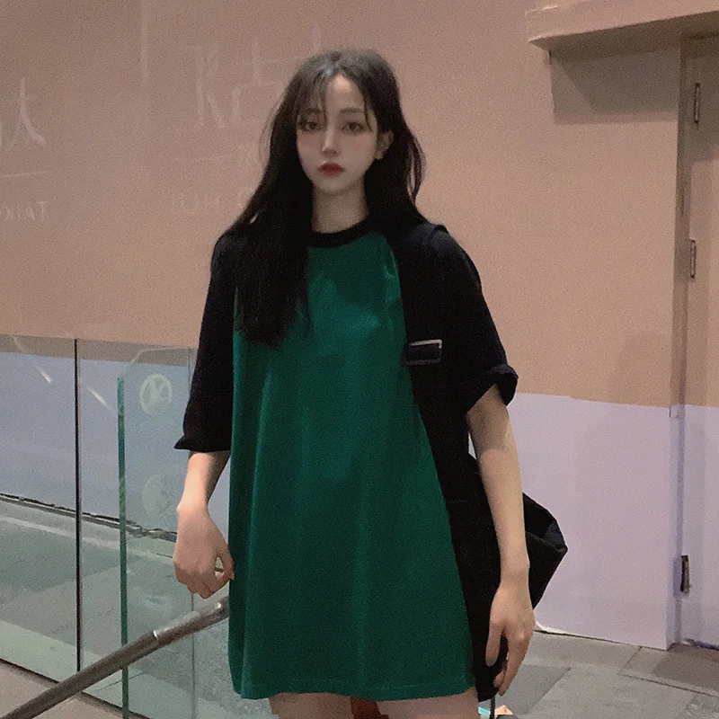 Uveng Uveng Short-Sleeved T-Shirt Women Loose Korean Version 2024 New Summer Solid Color Students Versatile Fashion Student Jacket Tide