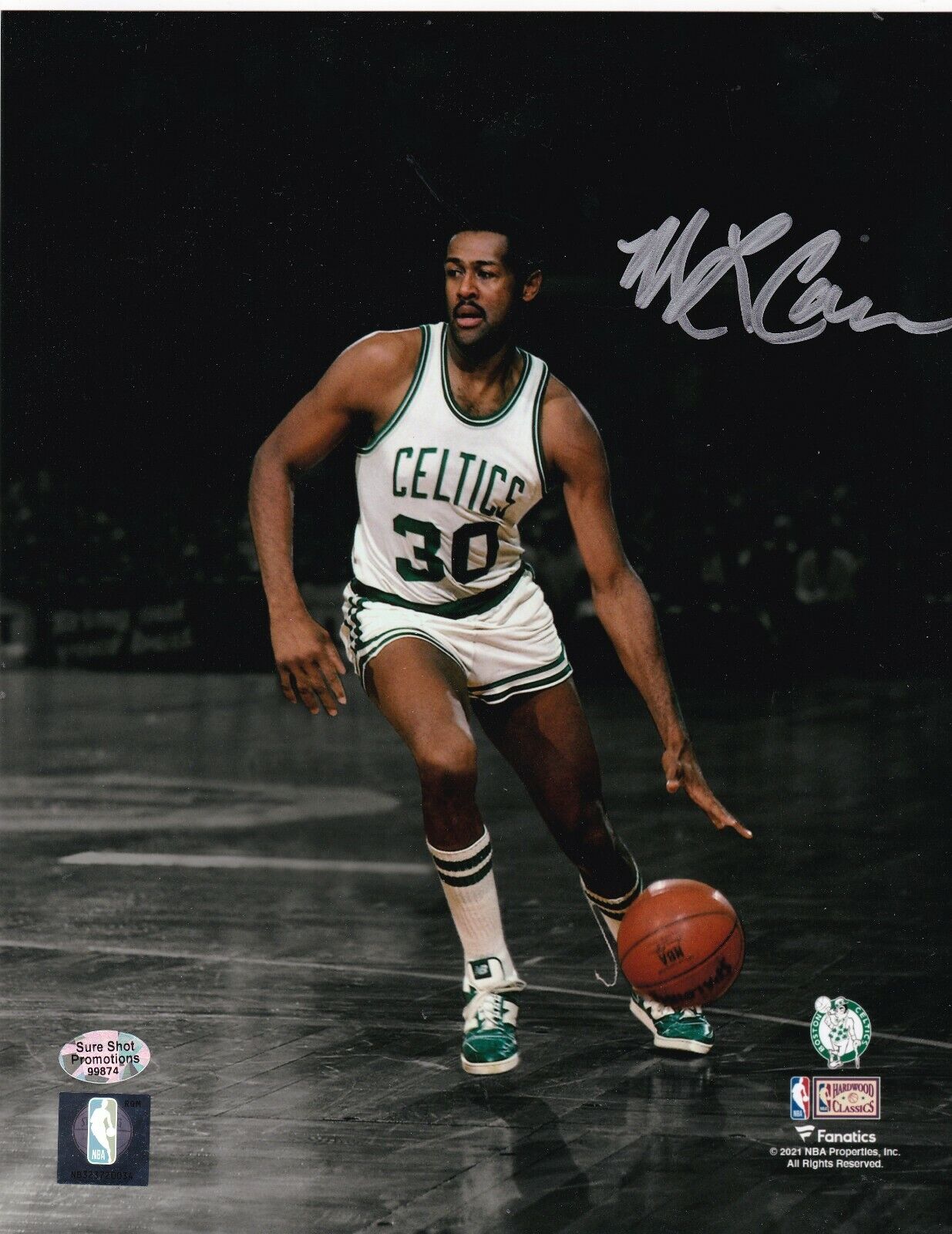 M.L. CARR BOSTON CELTICS ACTION SIGNED 8x10 Photo Poster painting