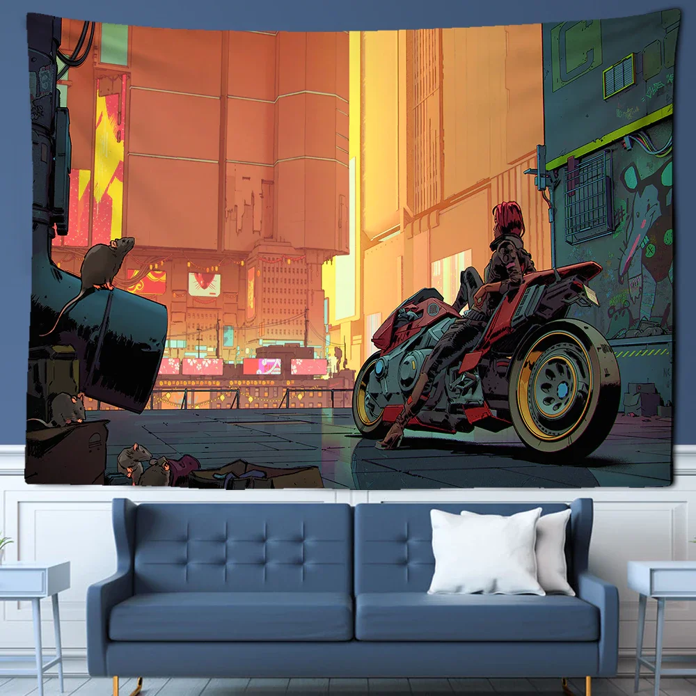 Nigikala Future Steam City Tapestry Art Home Psychedelic Galaxy Hanging Wall Tapestry Hippie Retro Home Decor