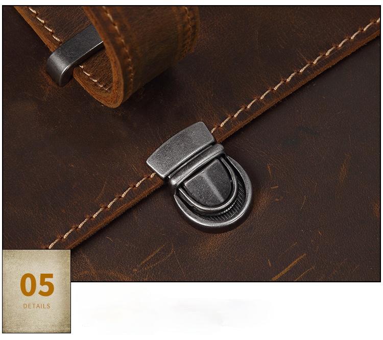 Vintage Crazy Horse Lenther Men's 14" Laptop Briefcase Bags