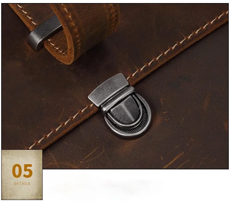 Vintage Crazy Horse Lenther Men's 14" Laptop Briefcase Bags