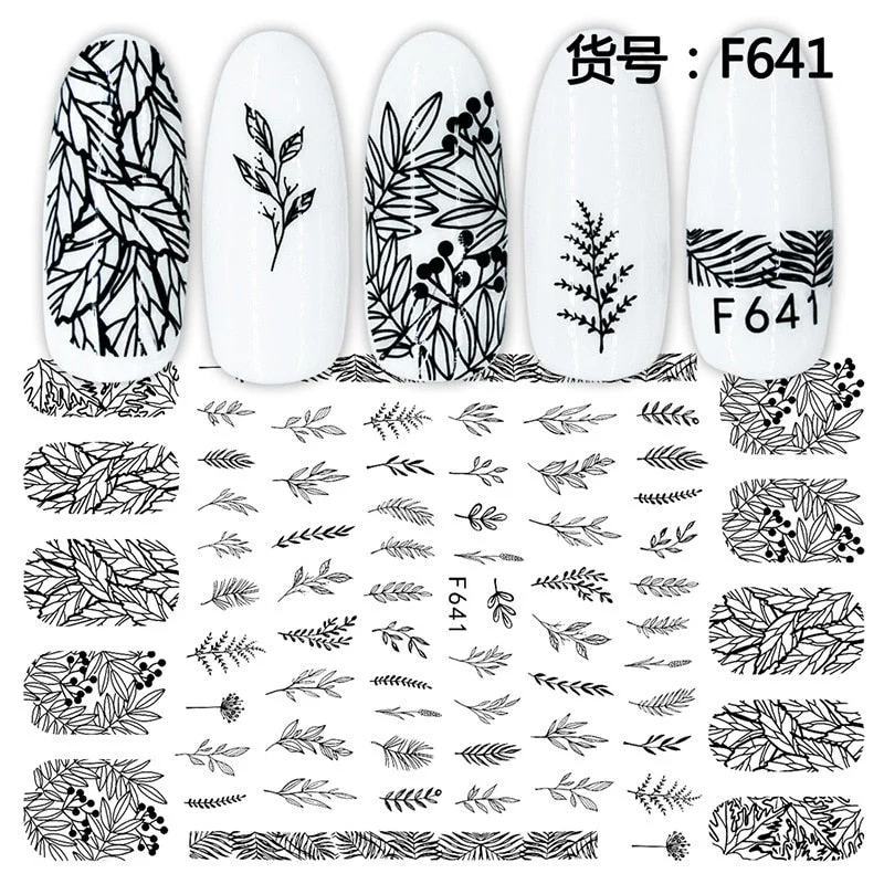 1pc 3D Nail Sticker Sexy Girls Leaves Letter Design Nail Art Decorations Cool Slider Manicure Accessories DIY Tips-Nail Inspo