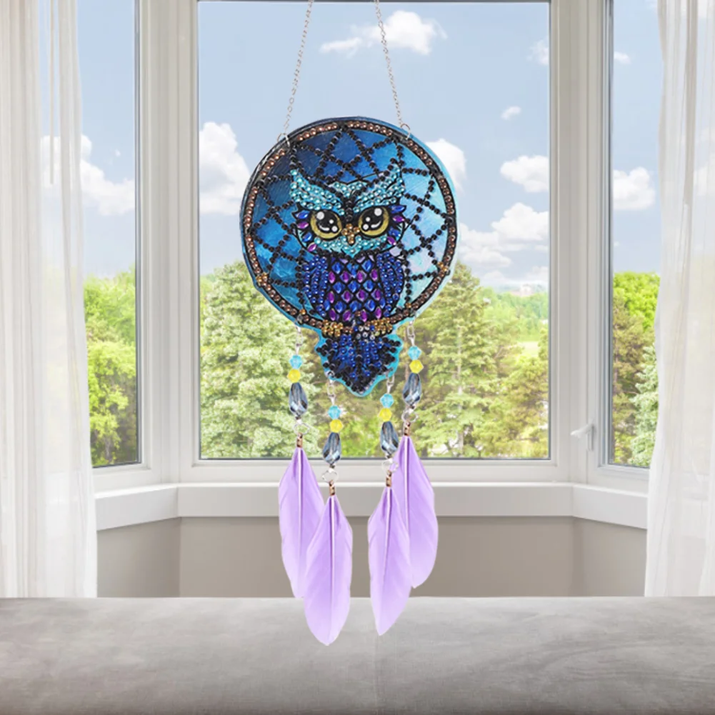DIY Diamond Painting Dream Light Catcher Wind Chime - Owl