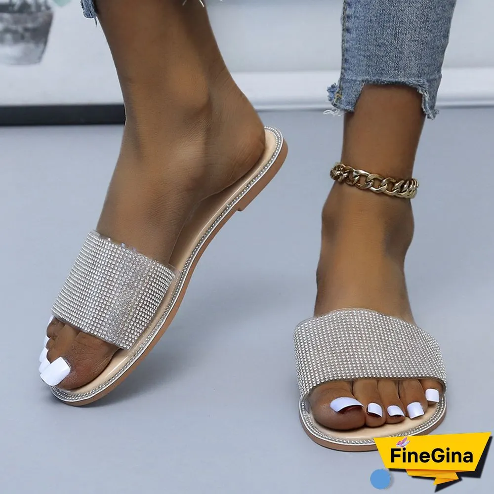 Women Rhinestone Fashion Party Slippers Shoes
