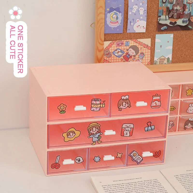 W&G Ins Drawer Type Desktop Storage Box Transparent Student Dormitory Miscellaneous Cosmetics Rack Desk Kawaii Organize Box 2021