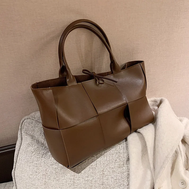Luxury Brand Large Weave Tote bag 2022 New High-quality PU Leather Women's Designer Handbag High capacity Shoulder Bags Travel