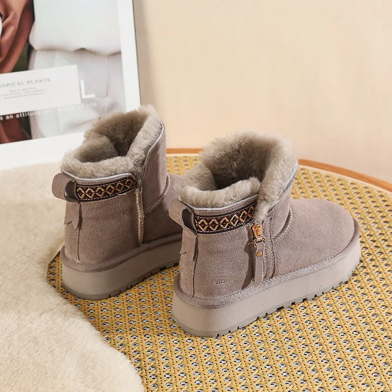 Huerhs funky womens shoes Winter New Velvet Padded Plus Warm Thick Soled Women Snow Boots Zipper Short Boots Imitation Wool Cotton Shoes Ankle Boots Women