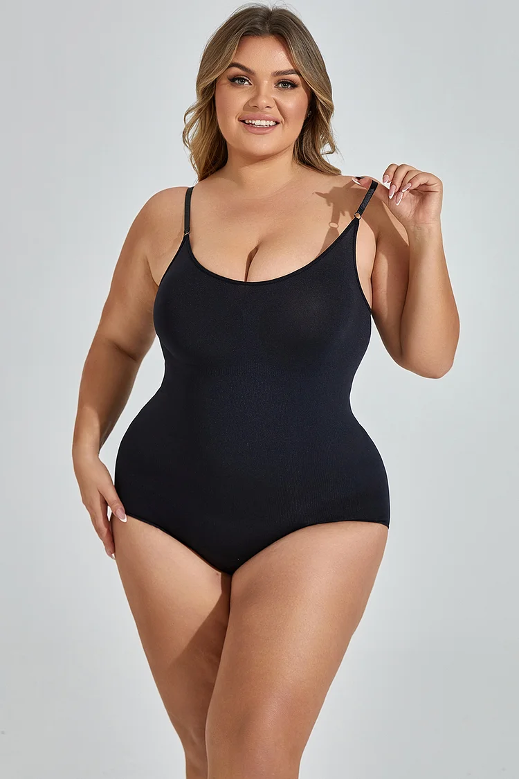 Xpluswear Design Plus Size Daily Shapewear Shorts Black One-Piece  High-Waisted Button-Down Strong Waistband