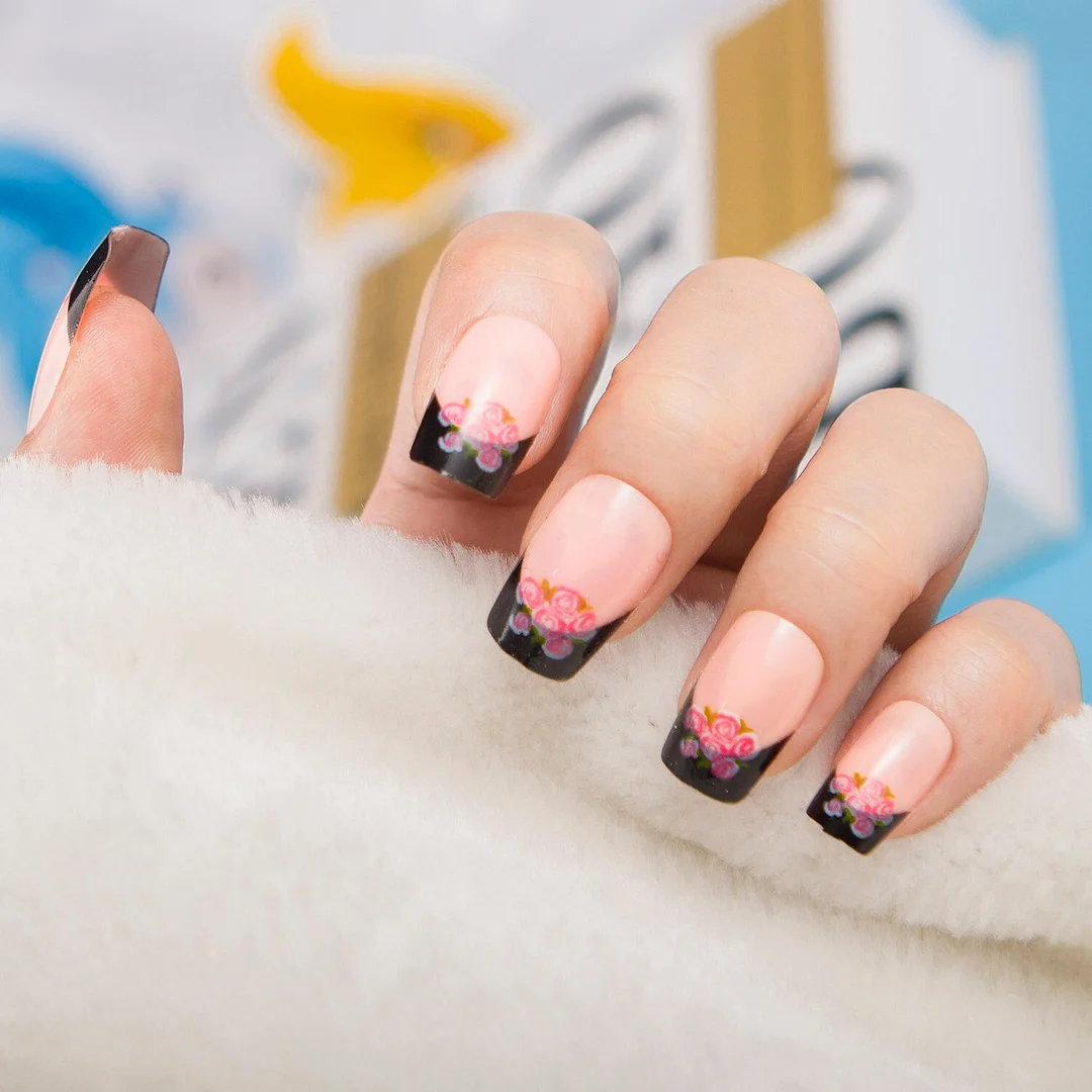 24pcs/set Fashion Acrylic Full Cover Fake Nails 10 Sizes Press on Nails Designs French False Nail Art Tips 278 Fingernail Tips-Nail Inspo