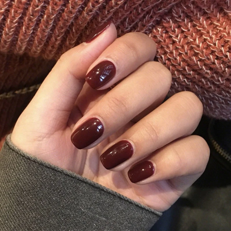 24pcs Wholesales Fake Nails For Women Light Color Solid Color Short Nail Tips Fingernail DIY Nail Art False Nails with Glue-Nail Inspo