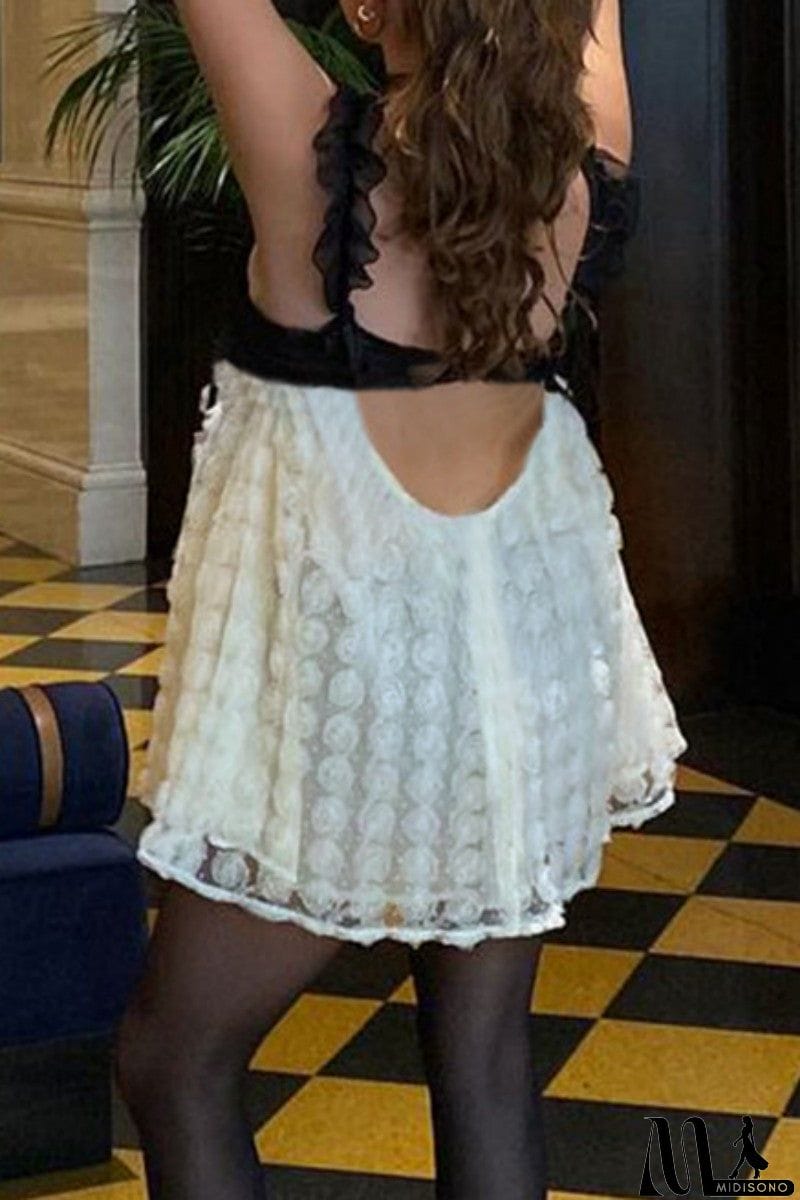 MidiSono - Sexy Patchwork Backless Spaghetti Strap Sleeveless Dress Dresses