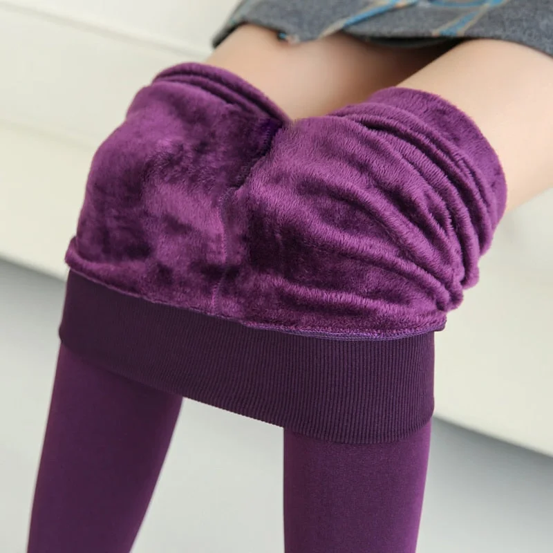 SVOKOR Winter Leggings Knitting Velvet Leggings High Elastic Thicken Warm Pants Skinny Pants For Women Leggins Comfortable