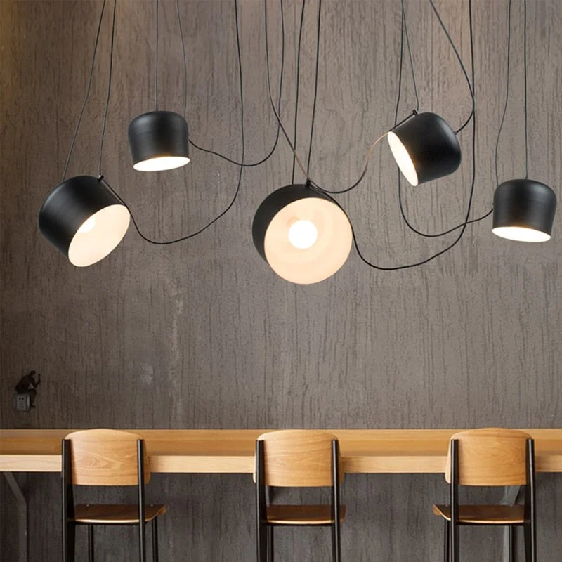 Black/White DIY Office Studio Modern Hanging Lamp Fixtures Aluminum Dining Room Light Led Pendant Lights Luminaria