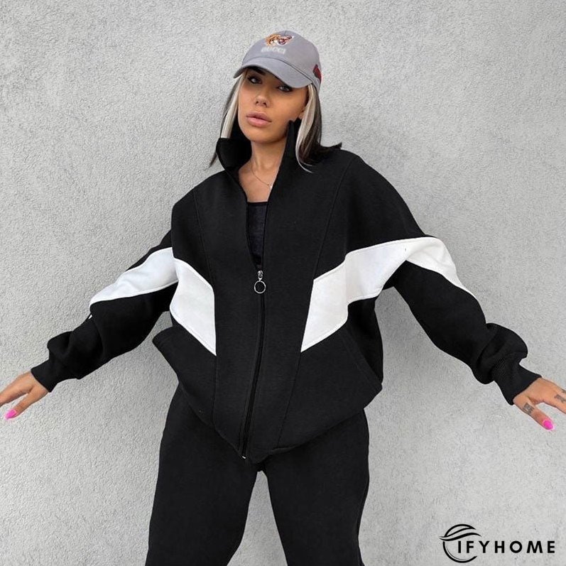 Joskka Autumn Winter Two Piece Sets Tracksuit Women Long Sleeve Zippered Cardigan Leisure Pant Suit Warm Loose Sportswear Outfits | IFYHOME