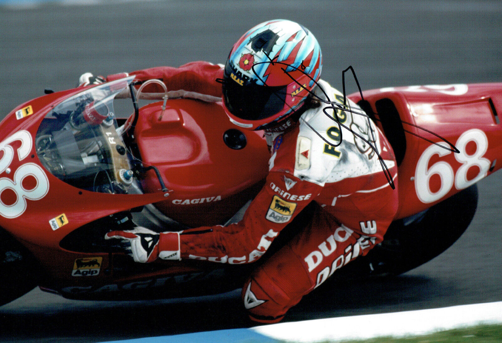 Carl FOGARTY SIGNED Autograph 12x8 Photo Poster painting AFTAL COA CAGIVA Rider