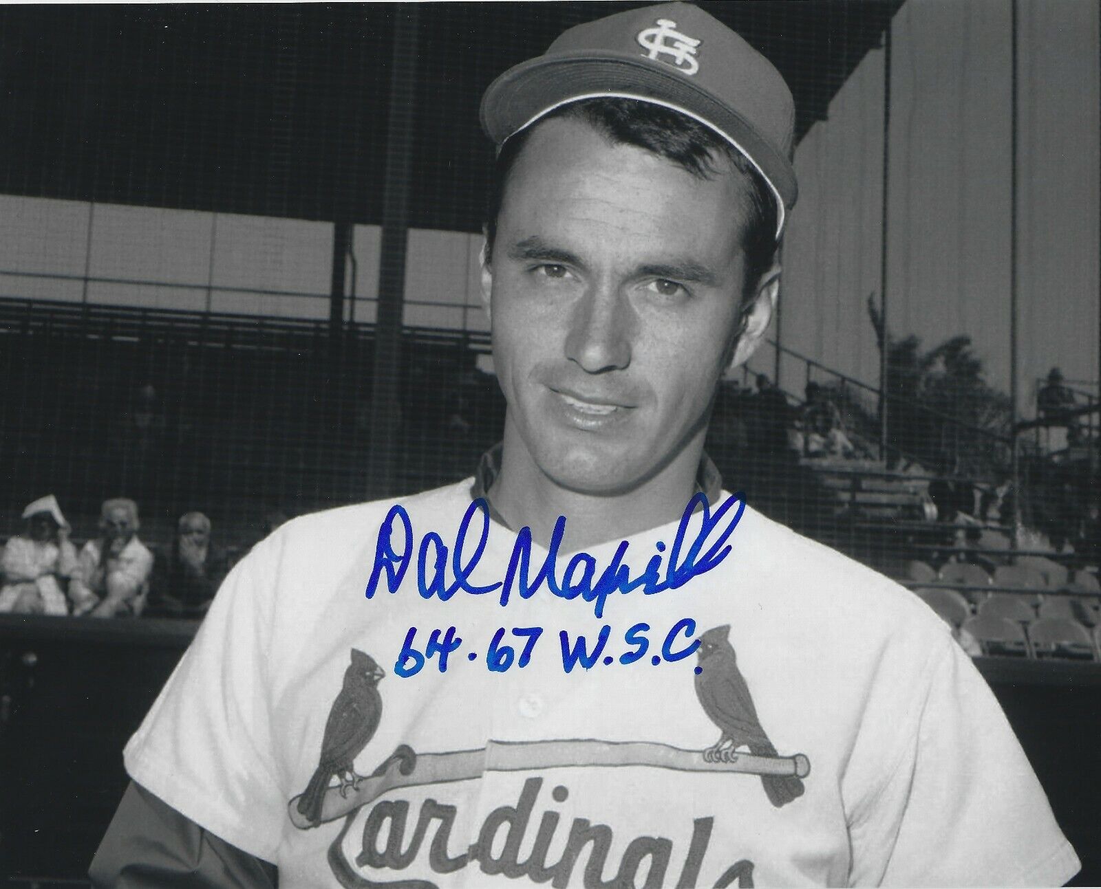 Signed 8x10 DAL MAXVILL St. Louis Cardinals Autographed Photo Poster painting- COA